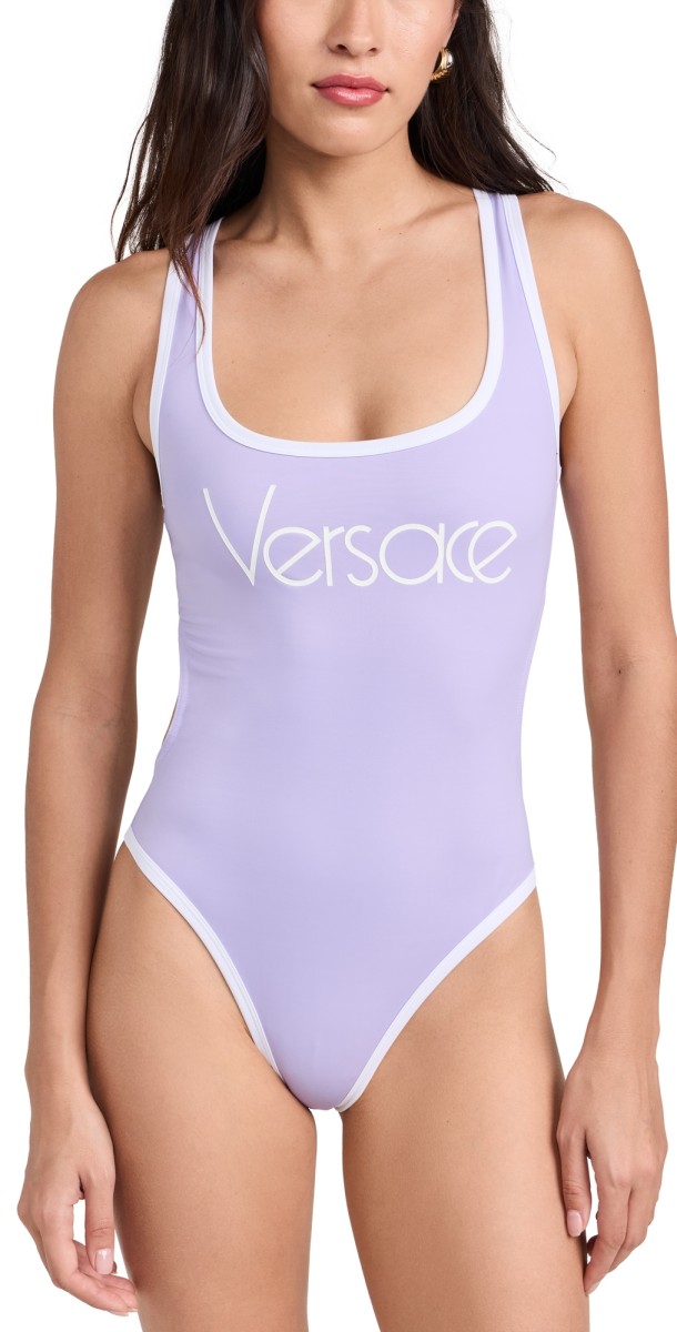 Versace 80's Print Swim One-Piece 1LG30 Mauve