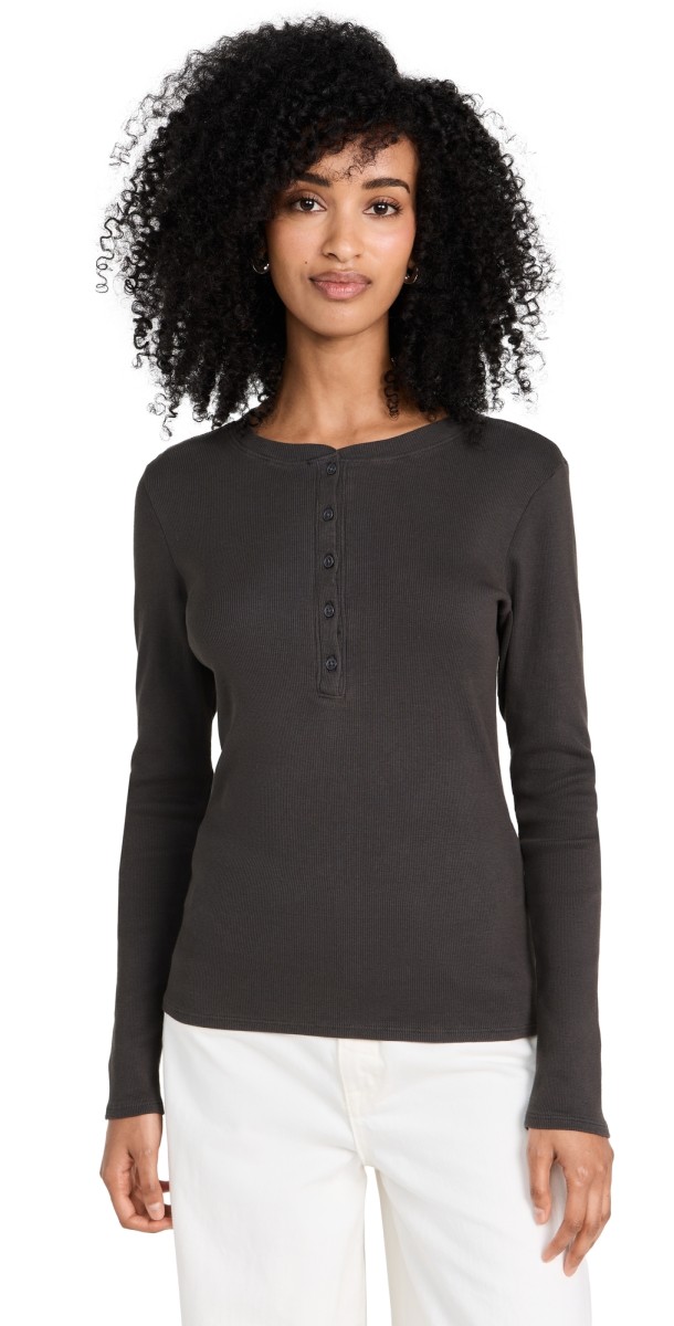 Nili Lotan Jordan Henley Tee Dark Navy
