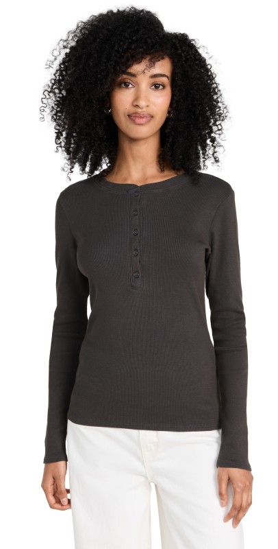 Nili Lotan Jordan Henley Tee Dark Navy