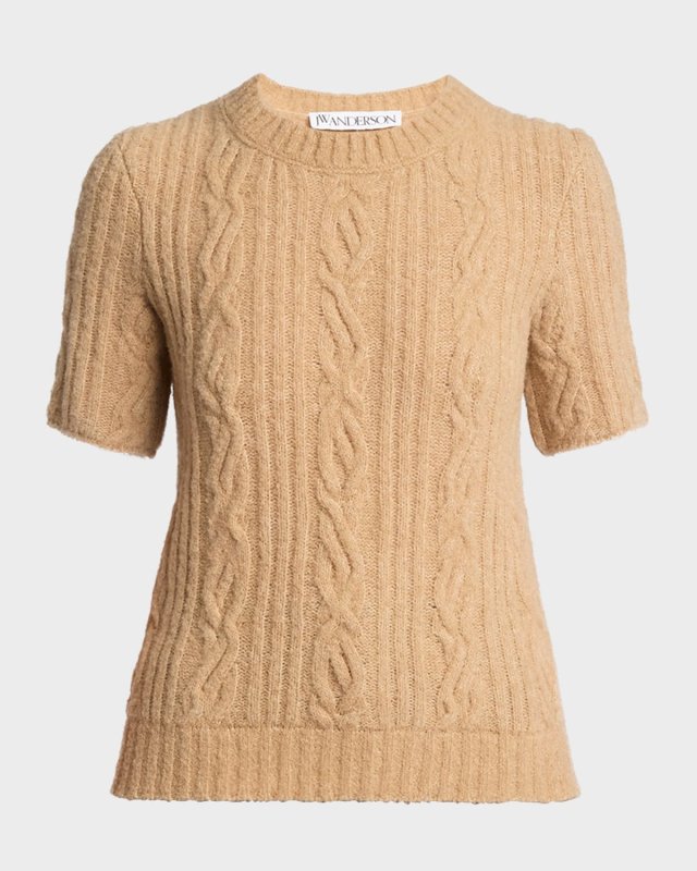 Cable Knit Short-Sleeve Sweat