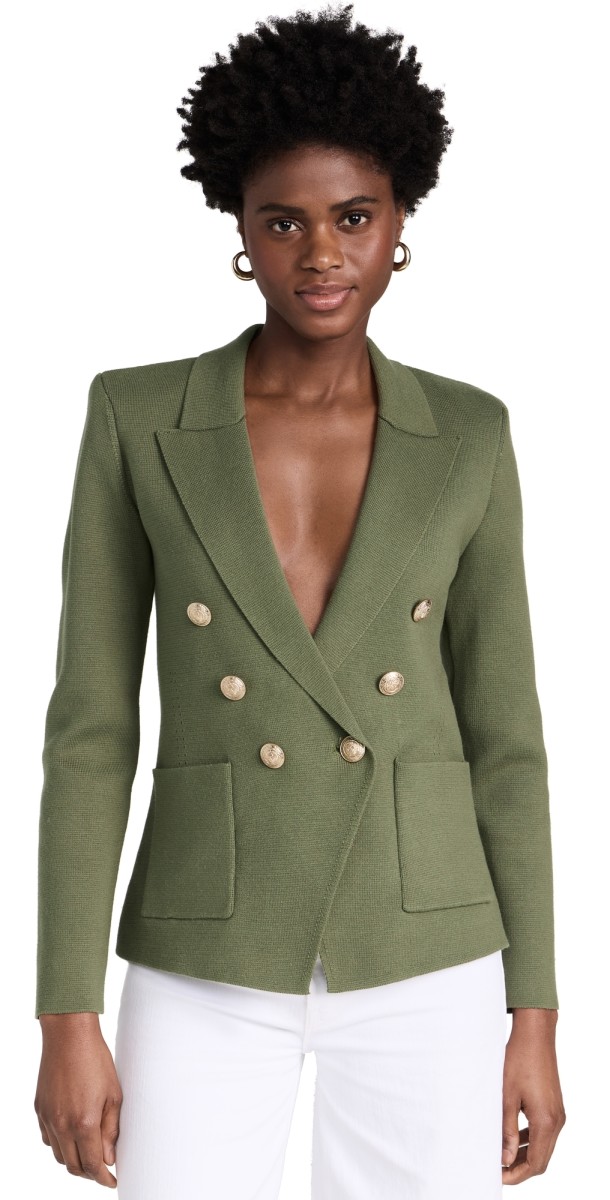 L'AGENCE Kenzie Knit Blazer Clover/Gold