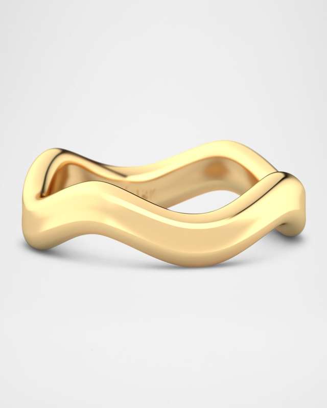 18K Gold Thick Curve Stacking Ring in High Polish