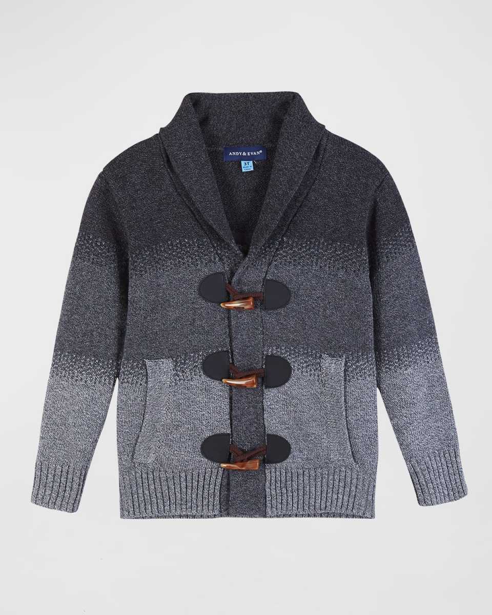 Boy's Color Block Toggle Button Down Cardigan, Size 2-7