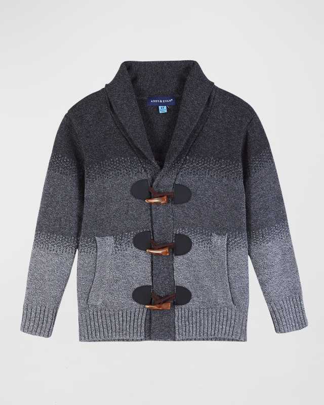 Boy's Color Block Toggle Button Down Cardigan, Size 2-7