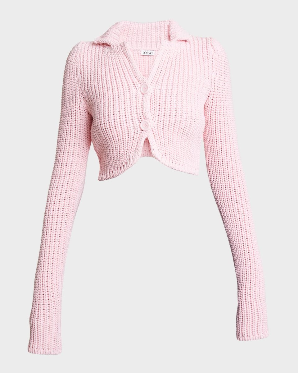 Collared Crop Knit Cardigan