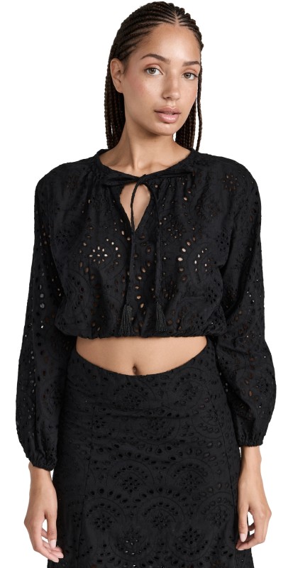 Natalie Martin Collection Amelia Top Marrakech Embroidery Nero