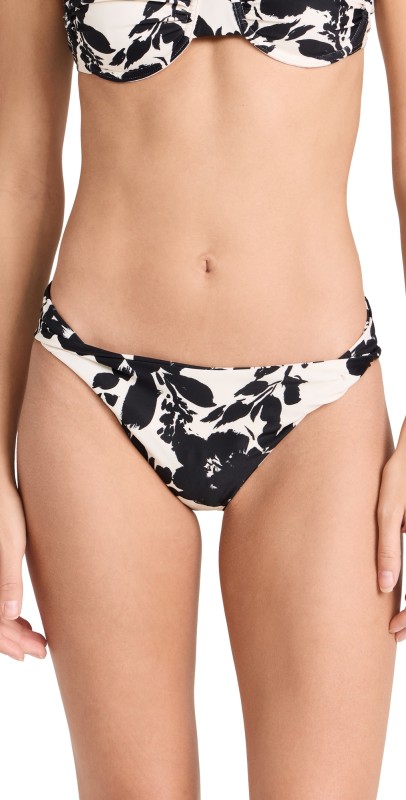 Tanya Taylor Paloma Bikini Bottoms Cream/Black Multi Shadow Bloom