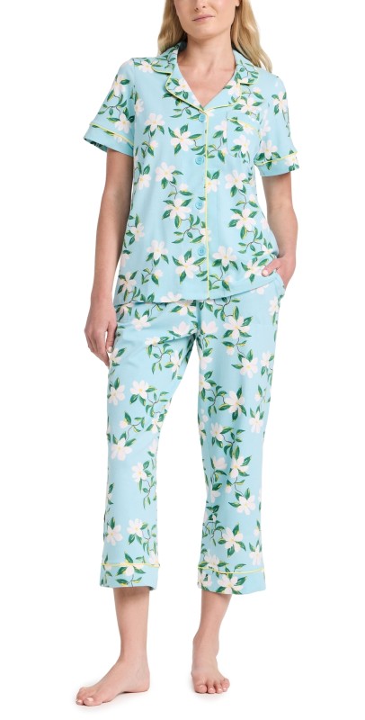 BedHead PJs Short Sleeve Knit Cropped PJ Set Belle Blossoms