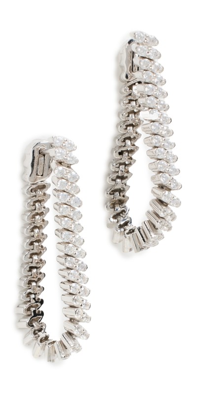 SHASHI Kalista Chain Earrings White/Gold
