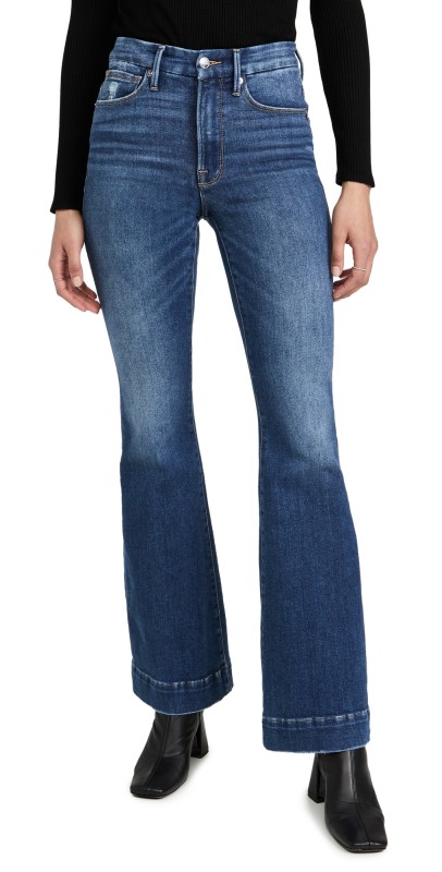Good American Good Legs Flare Deep V Back Jeans Blue843