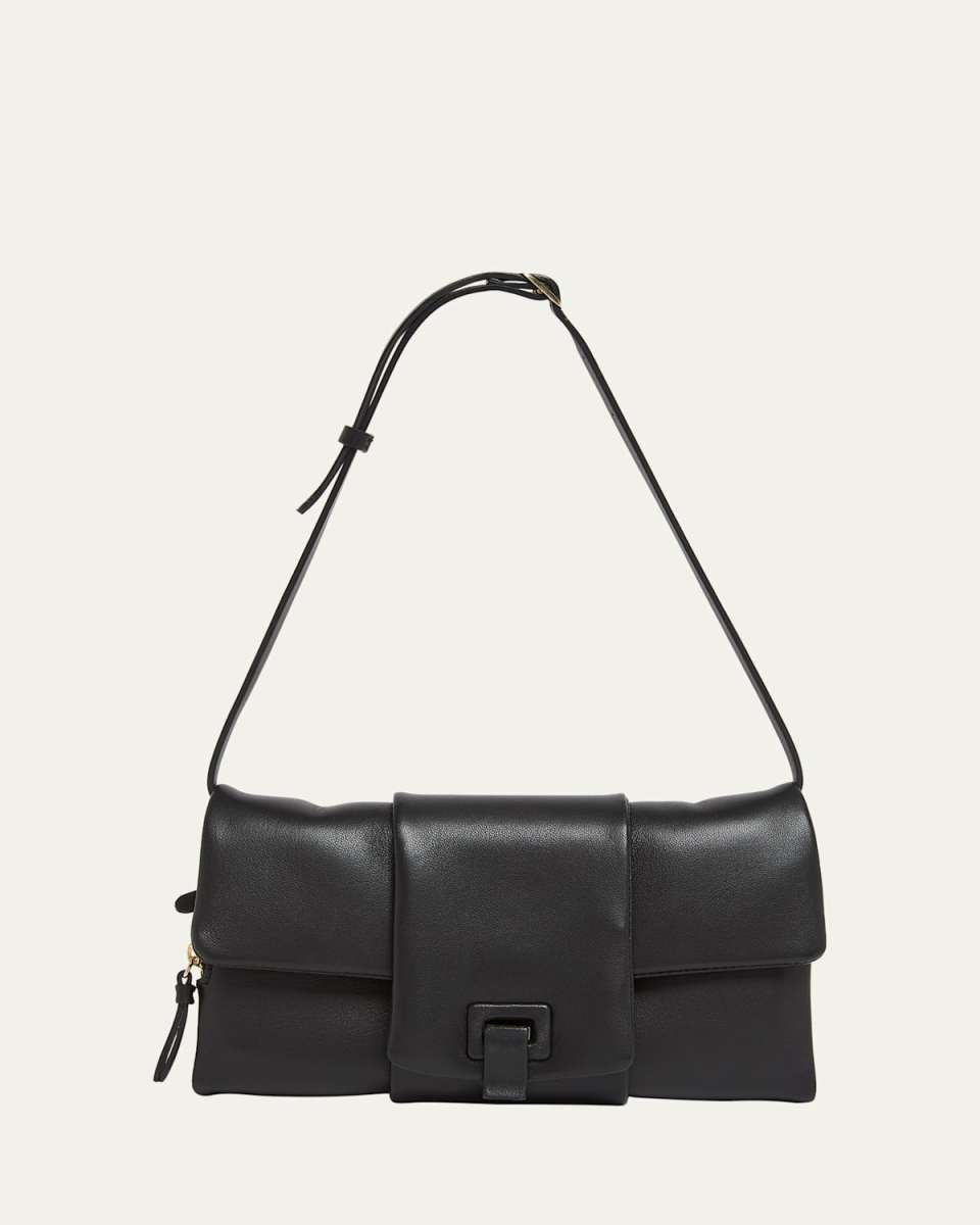 Flip Napa Leather Shoulder Bag