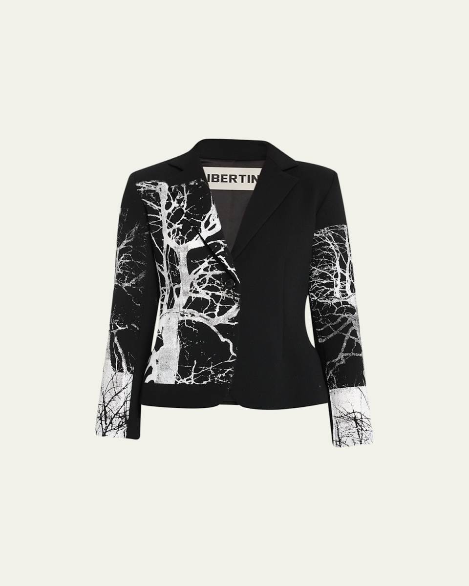 Midnight Forest Crystal Short Wool Blazer