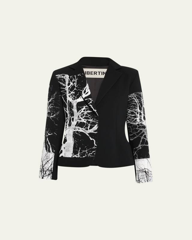 Midnight Forest Crystal Short Wool Blazer