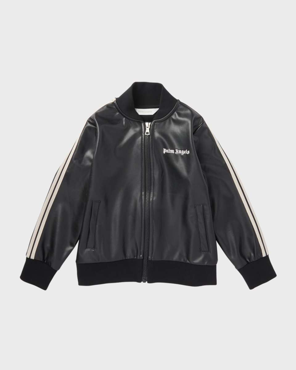 Girl's Faux Leather Logo-Print Jacket, Size