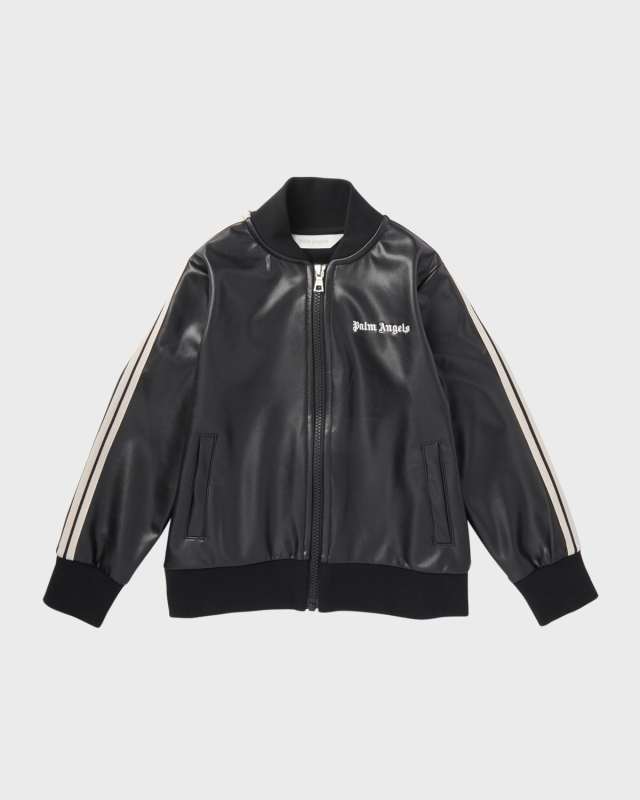 Girl's Faux Leather Logo-Print Jacket, Size