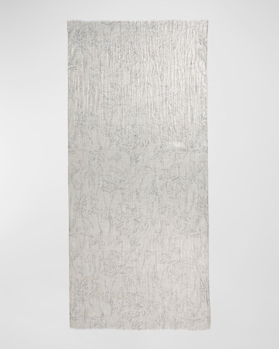 Linen Lurex Magnolia Outline Scarf