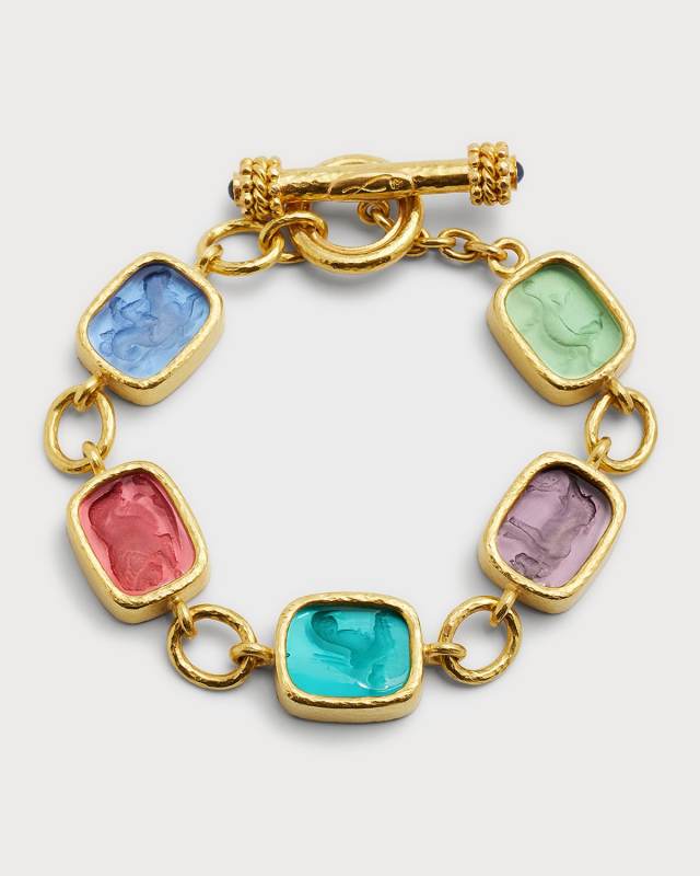 Antiqued Animal Intaglio 19k Gold Toggle Bracelet