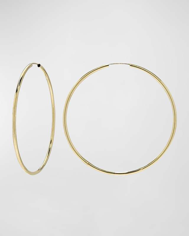 14K Gold Large Thread Hoop Earrings