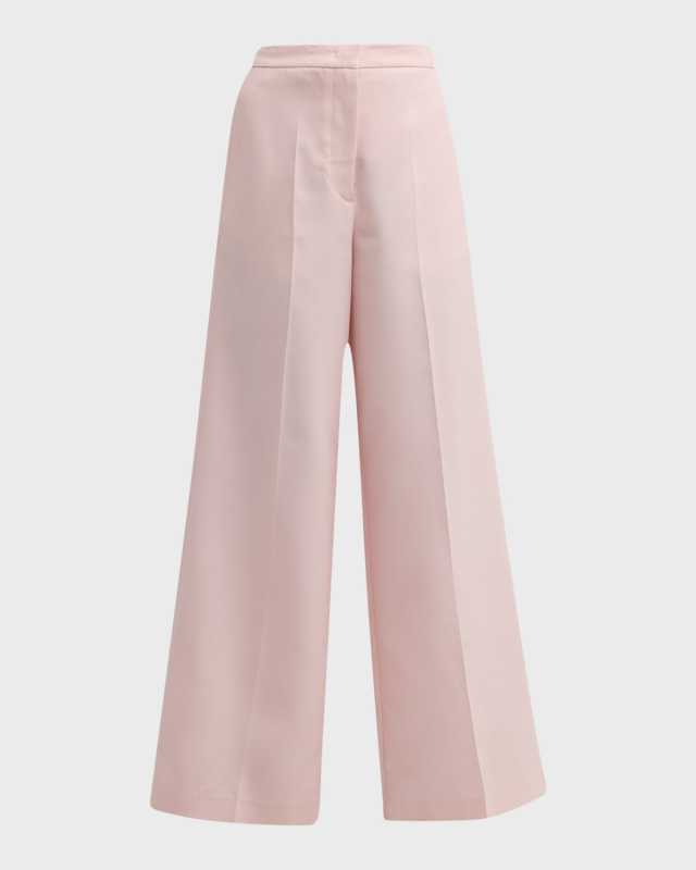 High-Rise Wide-Leg Wool-Silk Trousers