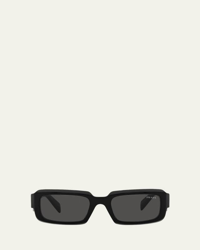 PR 27ZSF Logo Beveled Acetate Rectangle Sunglasses