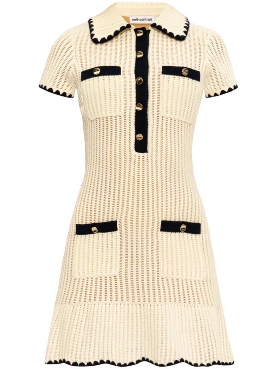 decorative buttons ribbed knit minidress