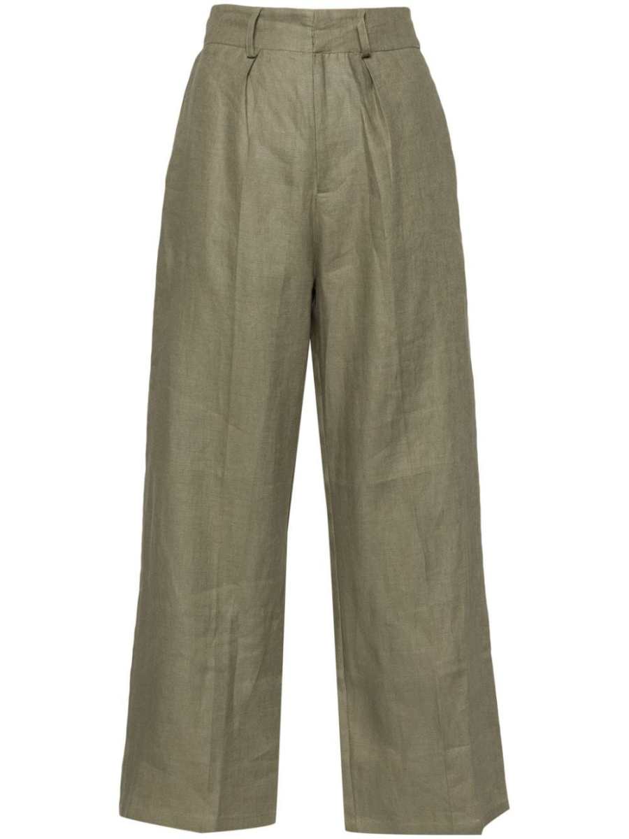 linen straight-leg trousers