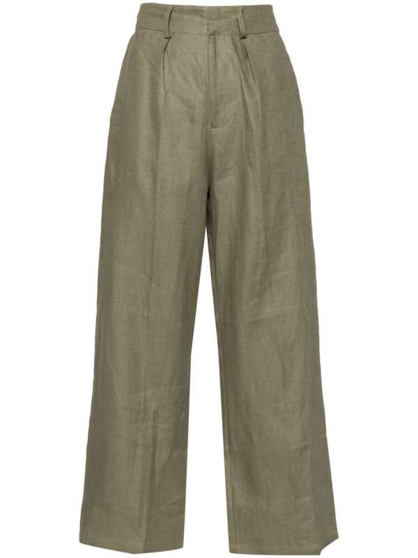 linen straight-leg trousers