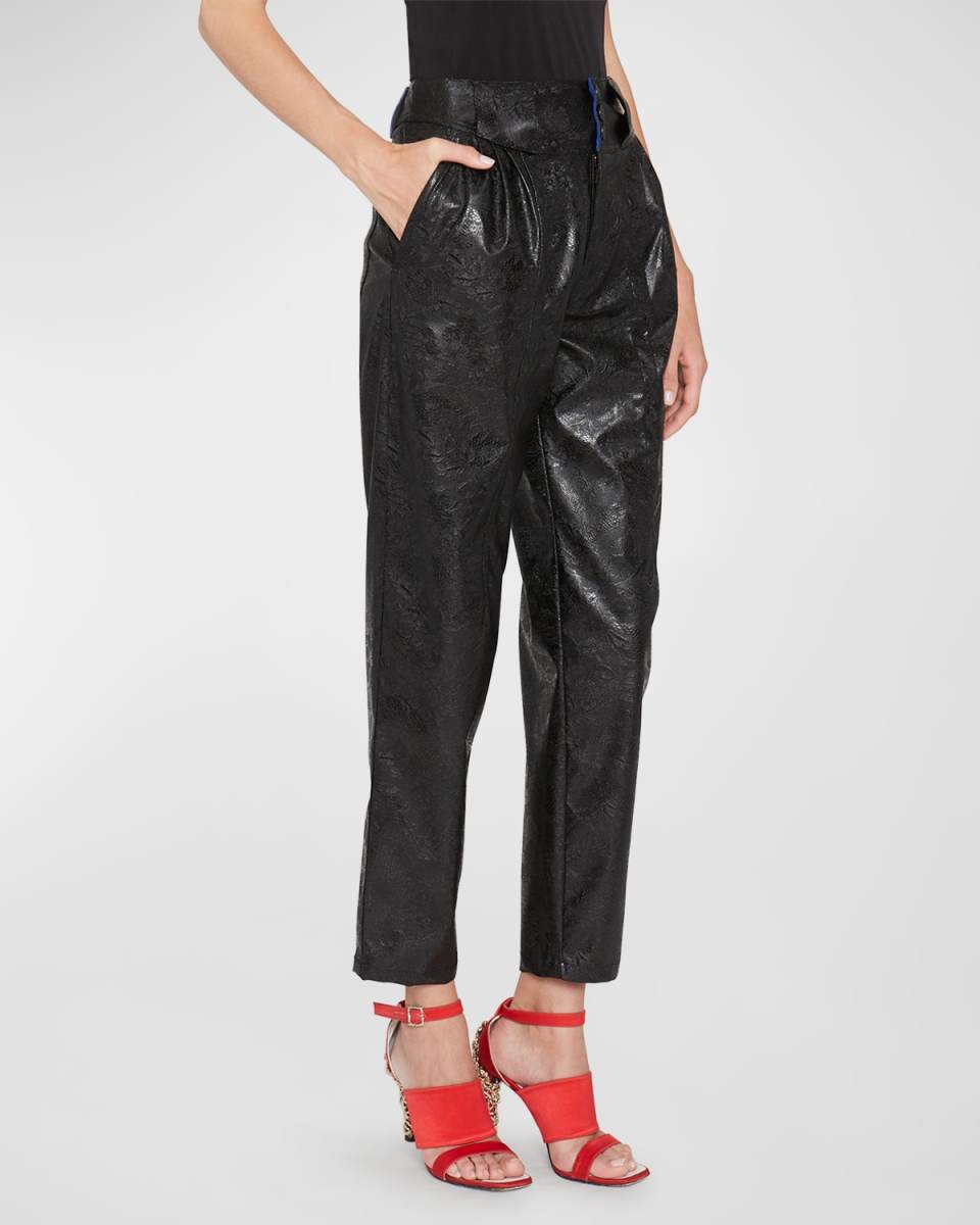 Faux Leather Wide Ankle Trousers