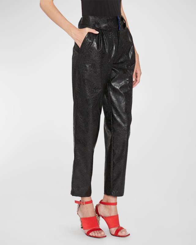 Faux Leather Wide Ankle Trousers