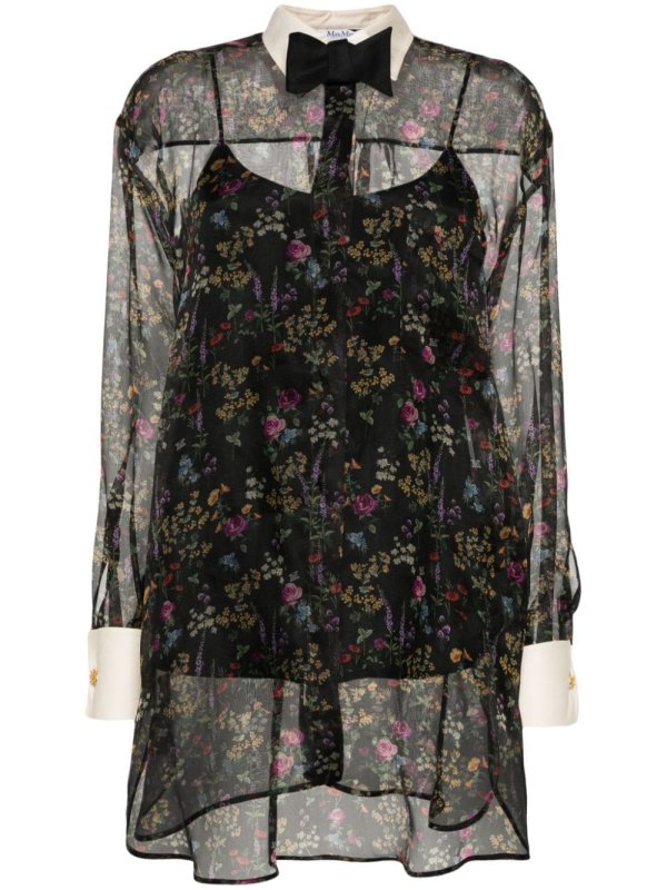 floral-print silk shirt