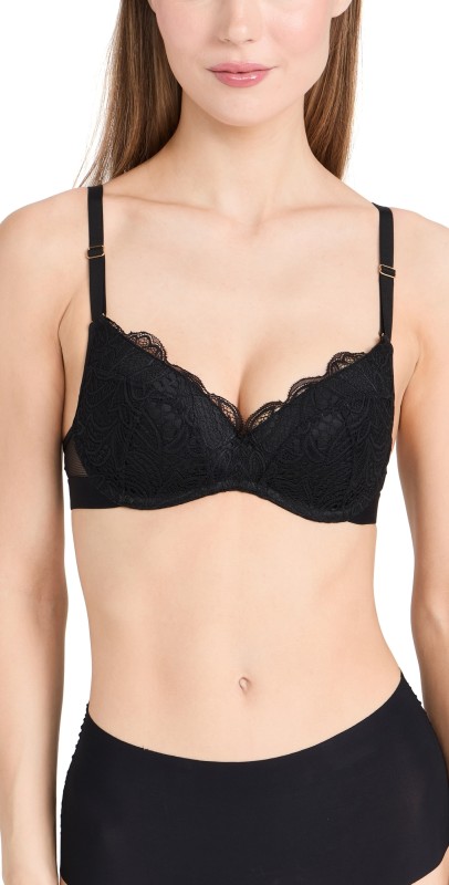 LIVELY The Lace No-Wire Push-Up Bra Jet Black