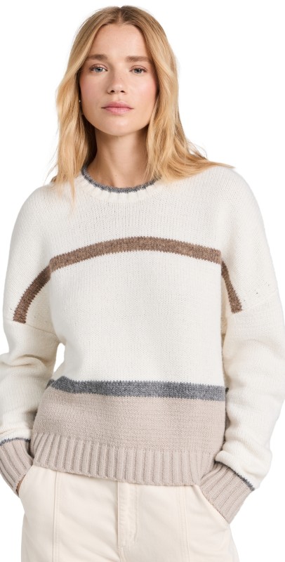 Splendid Cora Stripe Sweater White Sand Strp
