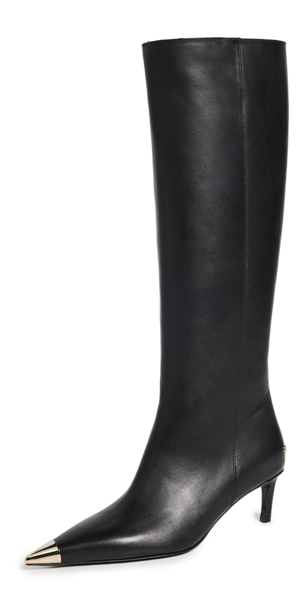ANINE BING Tall Nina Boots with Metal Toe Cap Black