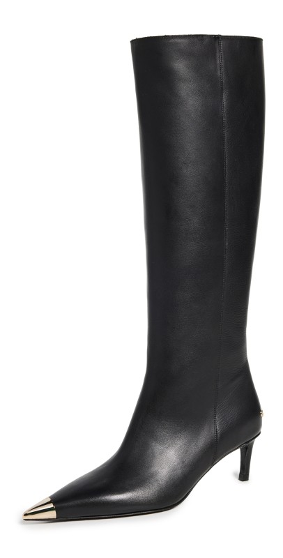 ANINE BING Tall Nina Boots with Metal Toe Cap Black