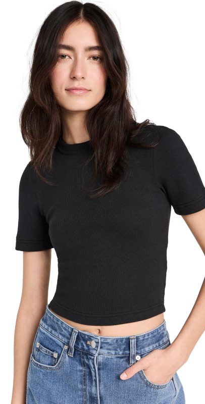 Tibi Cropped Baby Tee White