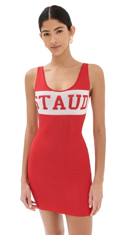 STAUD Lifeguard Dress Red Rose