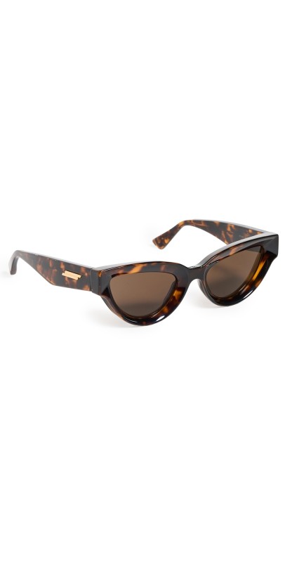 Bottega Veneta Bold Ribbon Narrow Sunglasses Havana-Havana-Brow