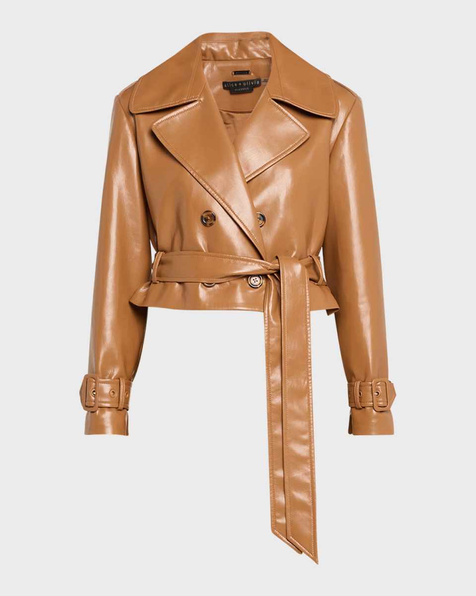 Keith Vegan Leather Cropped Trench Coat