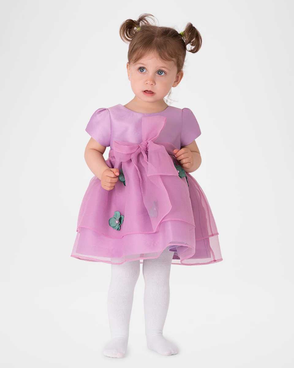Girl's Dress W/ Floral Appliques, Size 12M-