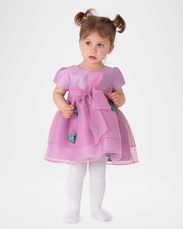 Girl's Dress W/ Floral Appliques, Size 12M-