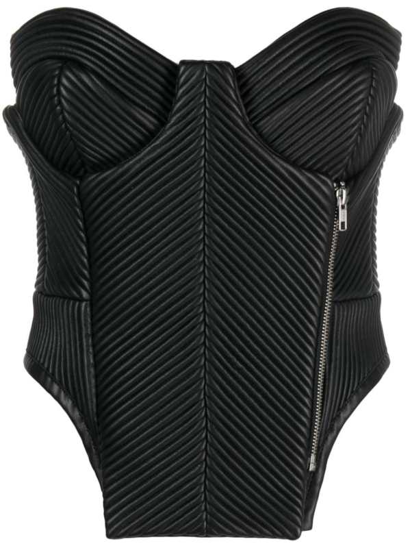 asymmetric-hem textured corset