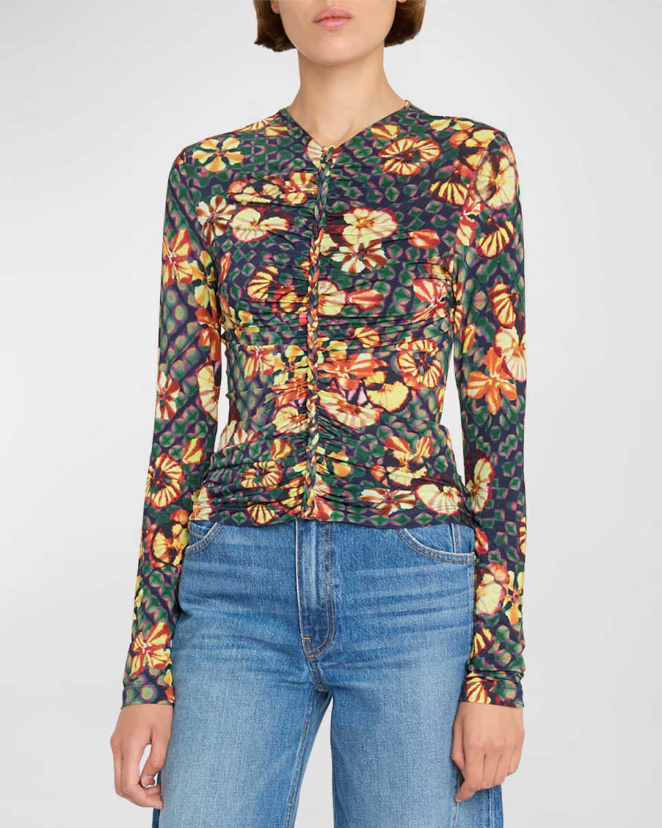 Ricci Long-Sleeve Printed Jersey Top