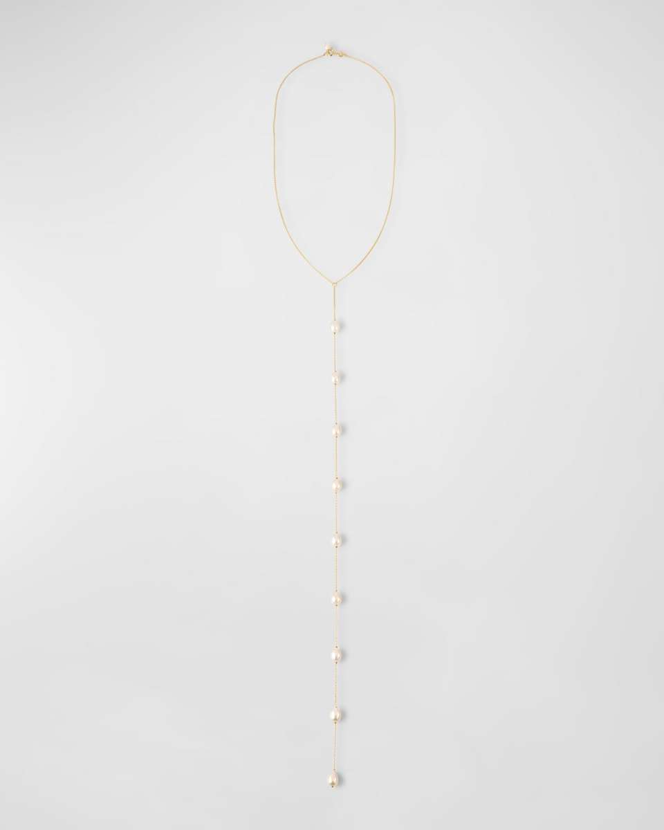 Long Pearl Lariat Necklace