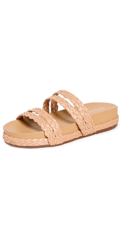 KAANAS Catalinas Raffia Pool Slides Natural