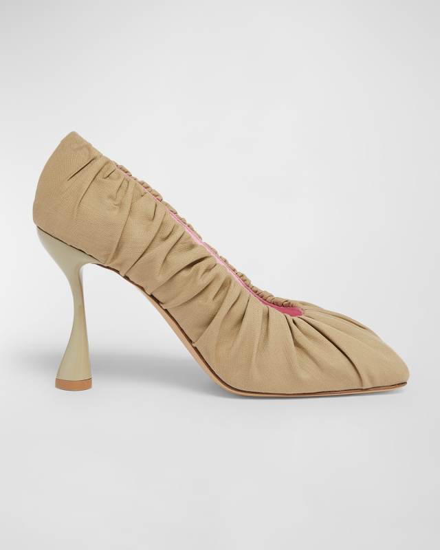 Eden Ruched Cotton Canvas Pumps