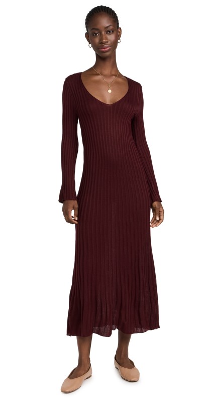 Dress To Vintage Ribbed Dress Marsala Red
