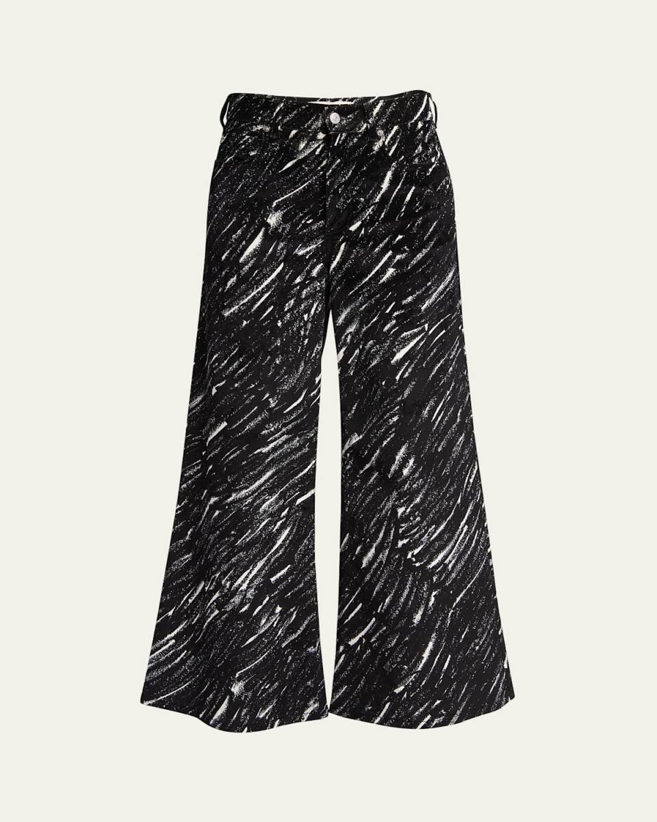 Crayon Flock Denim Wide Leg Trousers