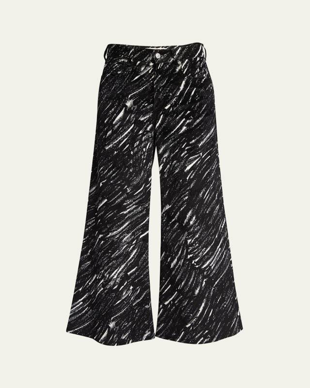 Crayon Flock Denim Wide Leg Trousers