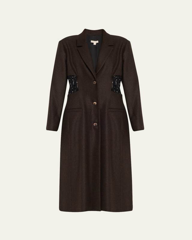 Rupture Crochet Panel Oversized Wool Coat