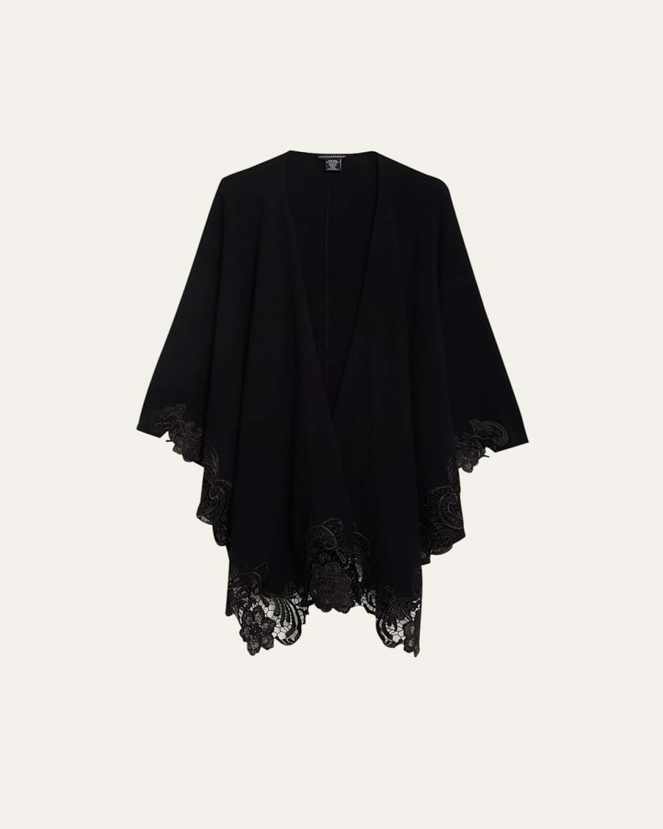 Cashmere Cape With Lace Trim